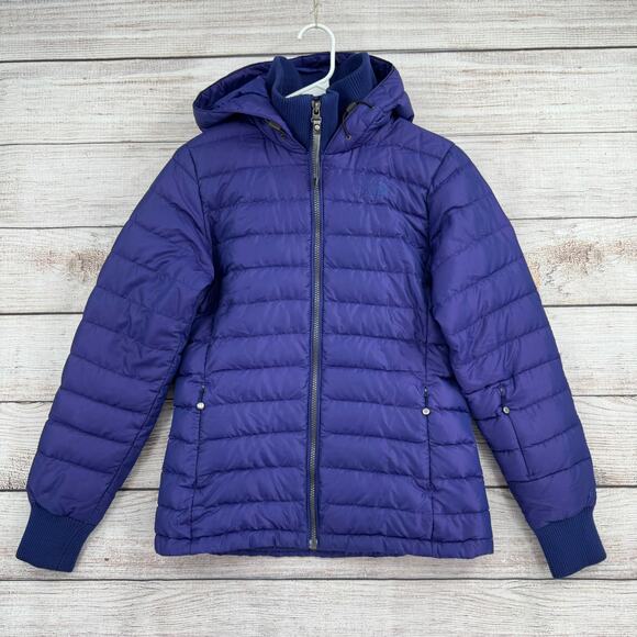 The North Face Goose Down 600 Puffer Jacket Womens Small Purple Hooded - Picture 1 of 13